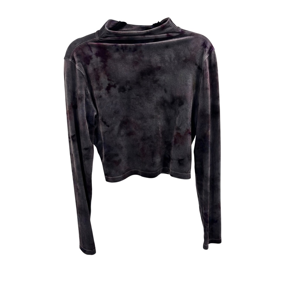Lululemon Velvet Mock Neck Cropped Long Sleeve Top Tie Dye Black Grey Size 12